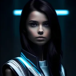 portrait of an attractive futuristic young brunette