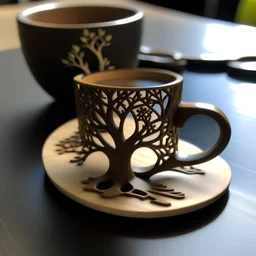 make a mug coaster with a tree fit for laser cutting