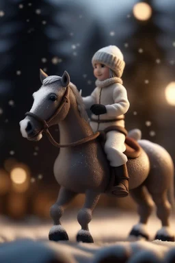 snowman riding a horse, zeiss prime lens, bokeh like f/0.8, tilt-shift lens 8k, high detail, smooth render, down-light, unreal engine, prize winning