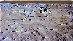 A Tesla semi-truck is parked on the Moon, at the landing site of the 'Apollo 11'. CINEMATIC. WIDE ANGLE LENS.