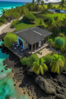 luxury eco resort hawaii bungalow at the beach drone view