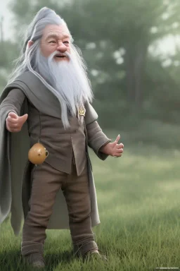 Gandalf toddler, full body, bokeh, hyper realistic