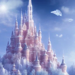 bright transparent, crystal ice castle