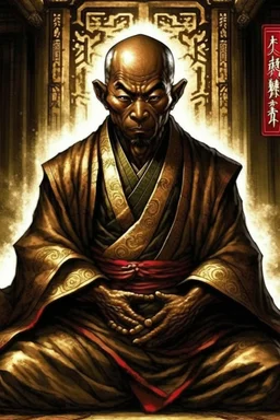 Stats: Strength (STR): 14 Dexterity (DEX): 16 Constitution (CON): 13 Intelligence (INT): 11 Wisdom (WIS): 17 Charisma (CHA): 12 Background: Shirokai was raised in a secluded monastery, where the monks devoted themselves to the study of ancient martial arts and the pursuit of inner peace. He was an orphan, brought to the monastery's doorstep as a baby, and the monks raised him as one of their own. photorealism, depth of field, lightrays, downligh