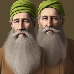 An old man with a long beard old Arabic and green Turkish turban feature ray tracing 4k realistic