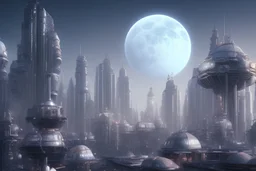 Imaginary city in the future in moon surface