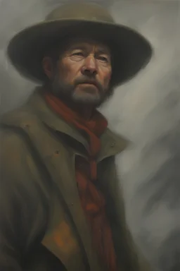 Portrait of Hoser Shinzoiks - oil painting by Porgie Pinnacle - fire, fog, mist, smoke