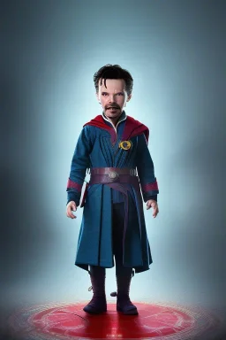 Doctor strange toddler, serious, full body, jump, bokeh, hyper realistic