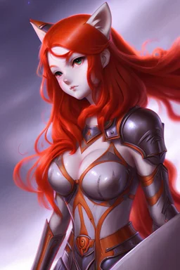 Teenaged Female Red haired kitsune paladin