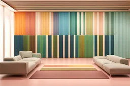 minimal clean thick vertical blocks each line has various colours creating nice earthtones colour gradients representin modern summer