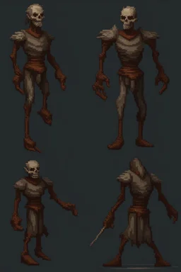 pixel undead soul sprite for pixel game in the medieval style side view idle animation. --ar 9:16