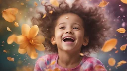 Magical Fantastic young happy child facing camera, Liquid Structure, Flying Petals, Splash, Portrait Photography, Fantasy Background, Intricate Patterns, Ultra Detailed, Luminous, Radiance, Joy, Exuberance, Fun, energy, excitement, Ultra Realism, Complex Details, Intricate Details, 16k, HDR, High Quality, Trending On Artstation, Sharp Focus, Studio Photo, Intricate Details, Highly Detailed