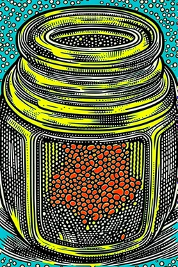 Vintage pop art style of a pot of Honey