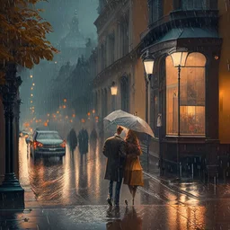 rainy street romantic