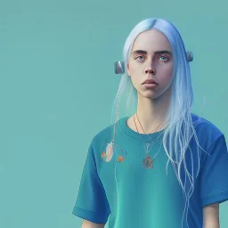 Billie Eilish, in full growth, photorealistic illustration, 4k