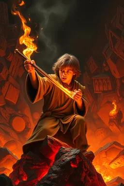 frodo baggins ripping the vape falling into the lava of mordor