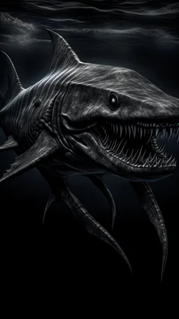 Giant gray shark in a gray background of black vein, human veins, mixing together a lot of them, like a forest, big and small veins a lot of them, a black creature looks like an octopus with many arms