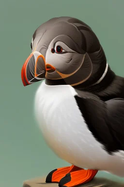 realistic puffin bird from the side