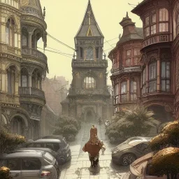 Square+victorian architecture +detailed facades+human scalades+beautiful, liveable urban square lined with with richly detailed houses and shops, ,street trees,ornamental flowers +uphill road+biopunk+Book illustration by Gediminas Pranckevičius, Jean Baptiste Monge, Brian Kesinger, Anton fadeev, Kilian Eng, strong lines, high contrast vibrant colors, highly detailed, 16k resolution, trending on behance