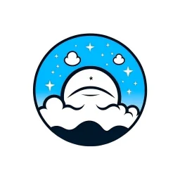 Logo, vector, clean, circle logo with clouds a face and stars