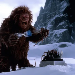 [photo from The Thing (1982)] Despite its fragile appearance, there is an undeniable aura of menace that emanates from the creature. Its very existence defies logic and reason, a twisted fusion of science and nightmare that should never have been brought into being. The vaccination syringe, gleaming with malevolence, extends from the creature's arm like a deadly weapon waiting to strike