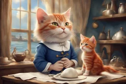 The sailor did not look like reality: it was made as if to order, according to a trembling feline invention stored somewhere deep in the heart. Leopold has long dreamed that someone other than mice would appear in his life. For example, a kind, red-haired kitty who loves to cook and sing. She's smart enough to stand up for herself, but not smart enough to hurt anyone. And life gave him a Sailor. Even if he wasn't a cat, he wasn't even a woman, but he really turned out to be extremely kind. For s