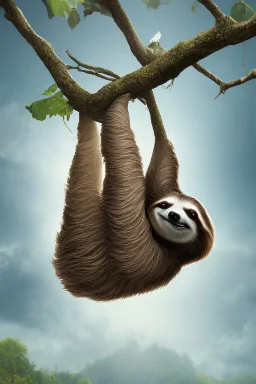 Sloth hanging from tree