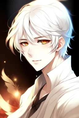A boy with white hair and shining golden eyes Manhwa