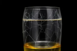 Slightly cracked glass, black background