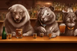 animals acting like people in a bar