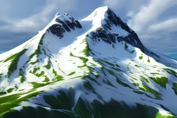 photorealistic profile of a green mountain with 4 descending peak at equal distance