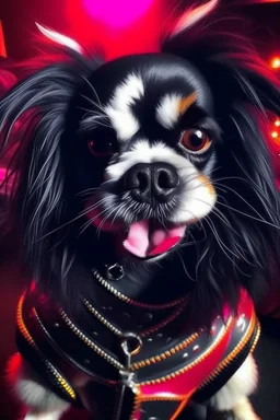 little dog , looks like the demon from the band KISS ,