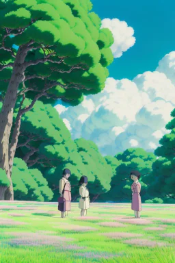 "An inspiring final shot of the revitalized biodome, where the once blighted trees now tower, flourishing and radiant. Yui, Toshi, and a group of Oxygen Farmers stand in the foreground, their faces filled with joy and relief as they look on at their reborn sanctuary.