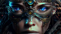 antasy art matrix style cyborg portrait detailed symmetrical realistic eyes steampunk cyborg cyborg intricate detailed to scale hyperrealistic dark lighting digital concept art