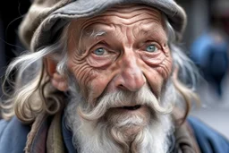 Old homeless man mewing