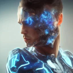 cyberblue, head, man, portrait, tron