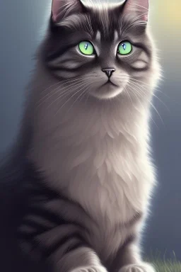 A highly detailed and hyper realistic drawing of a gorgeous and Goddess morphi cat, trending on artstation, sharp focus, studio photo, highly detailed, by greg rutkowski