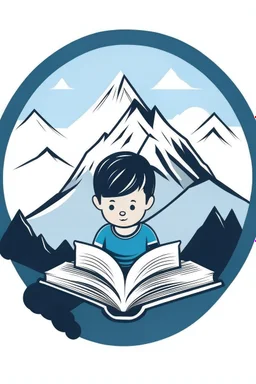 The logo consists of a child facing a book and mountains