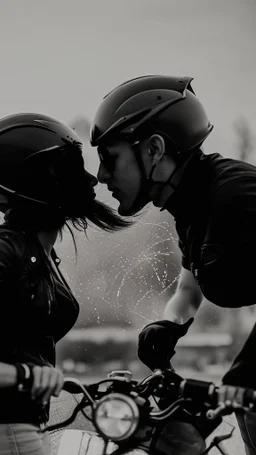 A couple in motorcycle