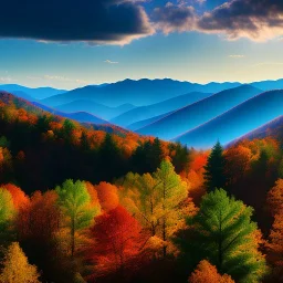 Great Smoky Mountains,aerial view,extremely detailed digital painting, high resolution,8k, realistic, beautiful, volumetric lighting, mystical colors ,perfectly centered image, perfect composition, rim light, beautiful lighting,masterpiece, stunning scene, raytracing, anatomically correct, in the style Van Gogh and robert e howard and Ken Kelley and Ohrai Noriyoshi and Simon Bisley and tomzj1.