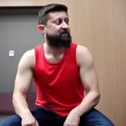 Volodymyr Zelensky WITH A BEARD wearing TANKTOP