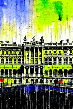 Buckingham palace in the style of john piper