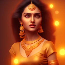 South Indian actress Ivana, by Mahmoud Sai, Cartographic, Circuitry, Golden Hour, Closeup-View, 16k, Lumen Global Illumination, Diffraction Grading