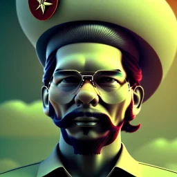 Ernesto Che Guevara with magic mushroom hat, octane render, high detail