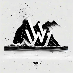 logo design, letter ‘w’, letter ‘k’, letter ‘s’, West kicks, sneakers, hype culture, minimal, inspiration are the mountains, waves and sea, black and white