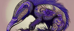 A violet plague elemental anteater designed in Mehndi design