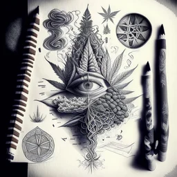 Create a visually captivating drawing that represents the different stages of addiction and recovery, incorporating symbolic imagery of weed, smoke, and crushed weed. drawing must in pencil