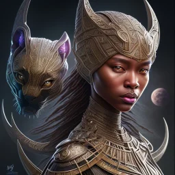 sango fantasy, fantasy magic, intricate, sharp focus, illustration, highly detailed, digital painting, concept art, matte, artgerm and paul lewin and kehinde wiley, masterpiece Asian black panther Papu New Guina pyramid black silver space lady space blood moon galaxy