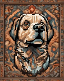 Whimsical canine masterpiece crafted in intricate pixel art.