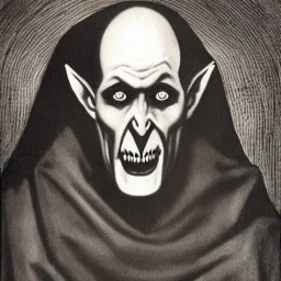 Greek Orthodox nosferatu vampire with a long beard made of flesh with long arms and a robe made a human faces